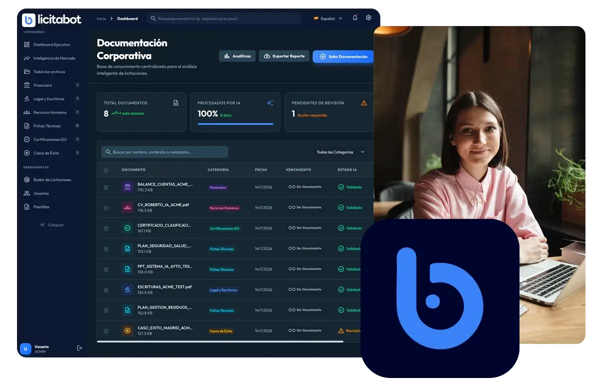 dashboard aplicación licitabot